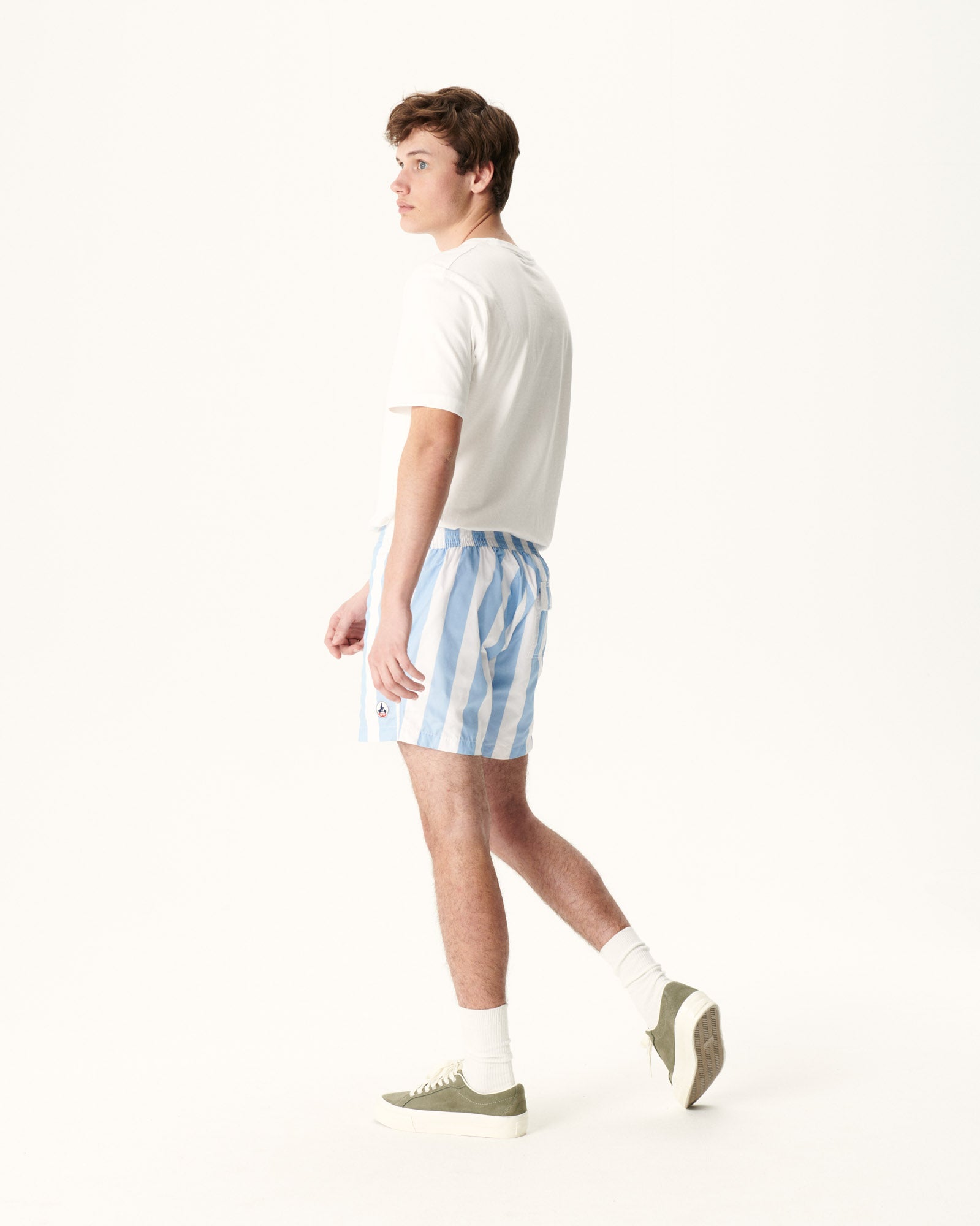 Short de bain Rayure bleu clair/Blanc Dov