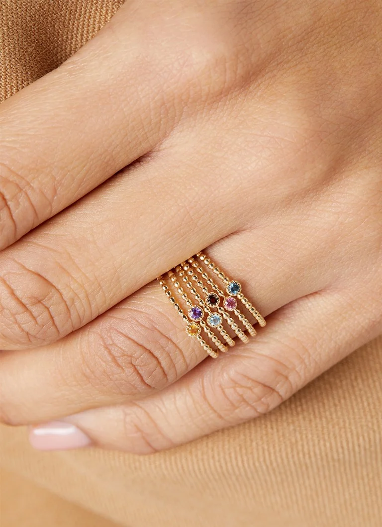 Inel Joy Diamond Point din aur galben cu o citrină de 0,04 ct.