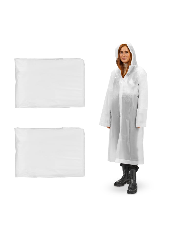 relaxdays 2 x Regenmantel in Weiß günstig kaufen onesize