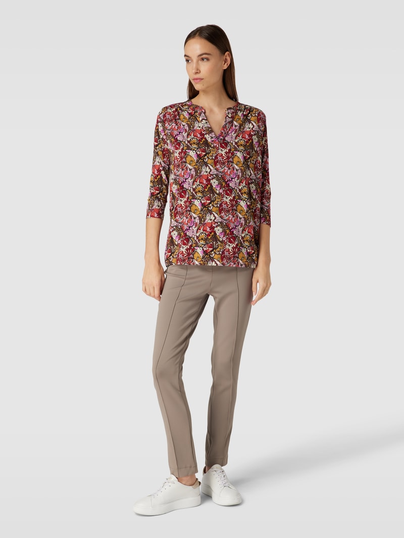 T-Shirt mit floralem Muster Modell 'MARICA' in bordeaux rot