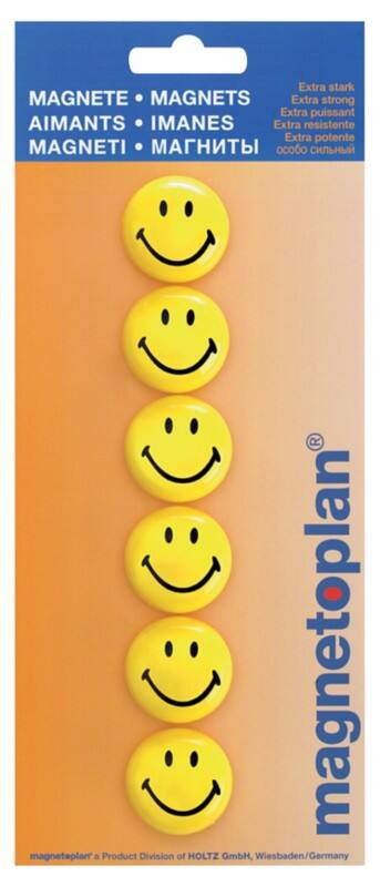 magnetoplan Magnete Smiley Schwarz, Gelb 6 Stück