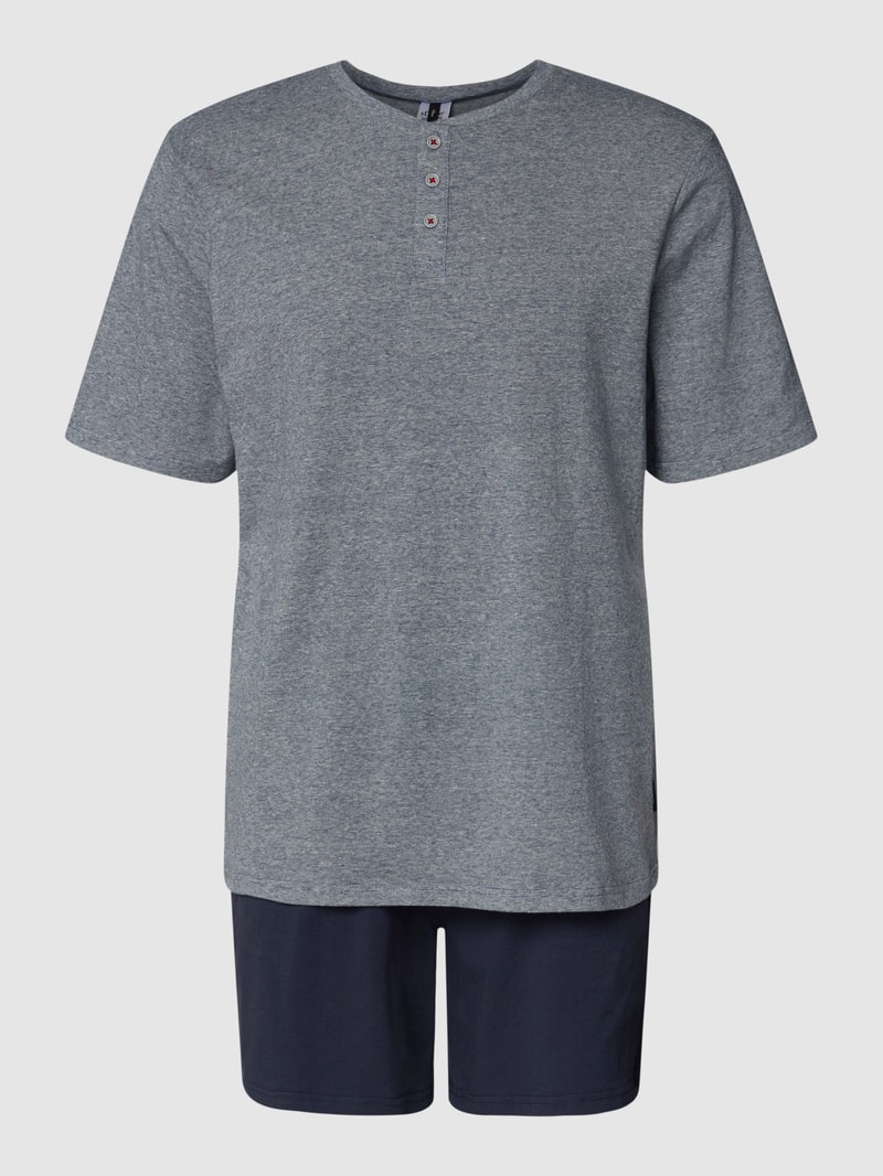 Pyjama mit Label-Details in blau meliert