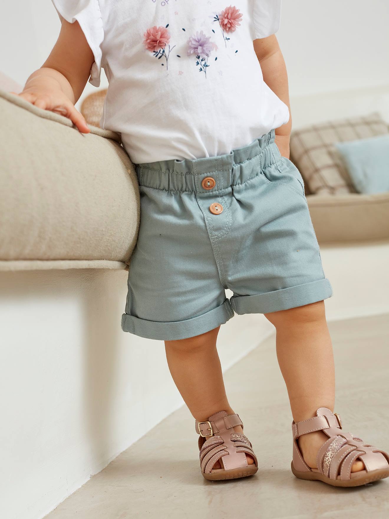 Vertbaudet Mädchen Baby Shorts, Schlupfbund Oeko-Tex - ziegel