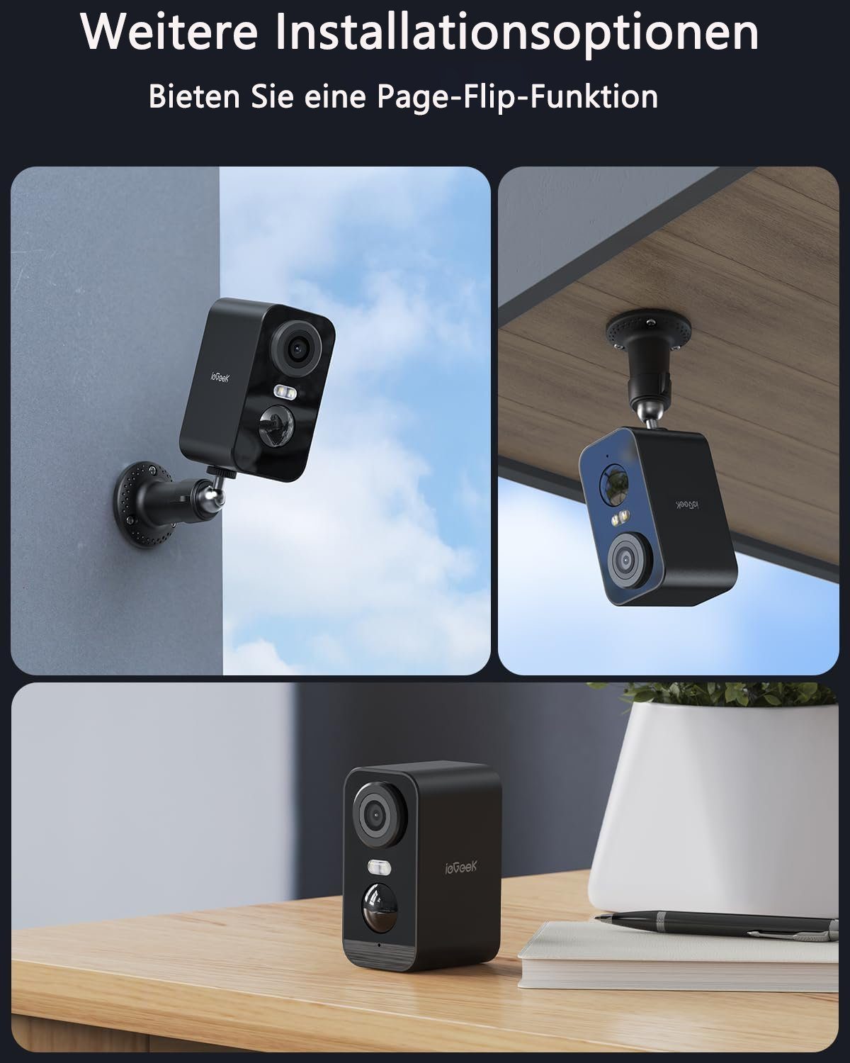 ieGeek 5MP 2K Drahtlose Überwachungskameras Aussen Kamerasystem für zu Hause Überwachungskamera (außen/innen, Intelligente KI-Erkennung,Multi-User-Sharing,Cloud/SD Storage, 2-tlg., Überwachung mit Bewegungslicht, Akku Kamera,Farbige Nachtsicht,WiFi I