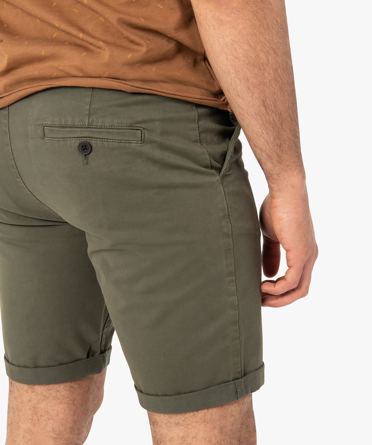 Bermuda homme en toile extensible 5 poches coupe chino kaki | GEMO