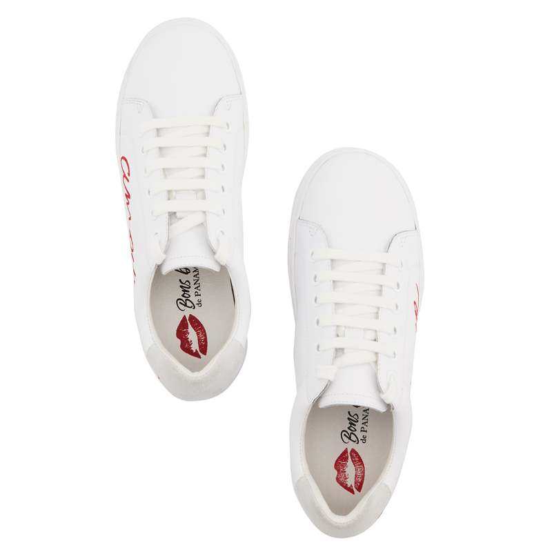 Baskets en cuir Simone amour blanc/rouge