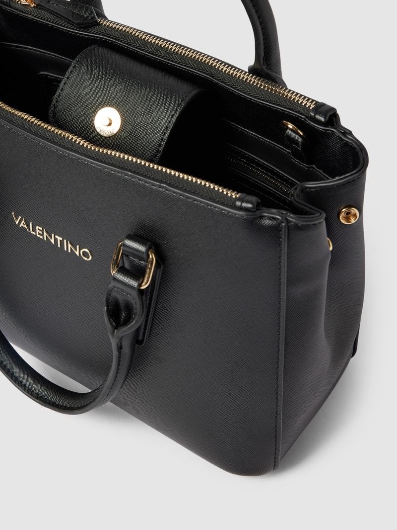 Umhängetasche mit Label-Detail Modell 'ZERO' in schwarz