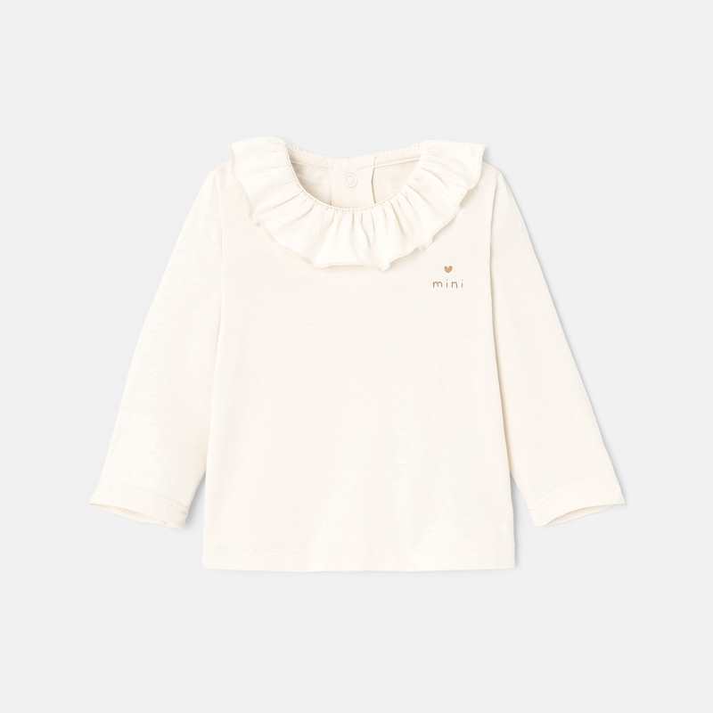 T-shirt en jersey col volanté rose naissance Absorba