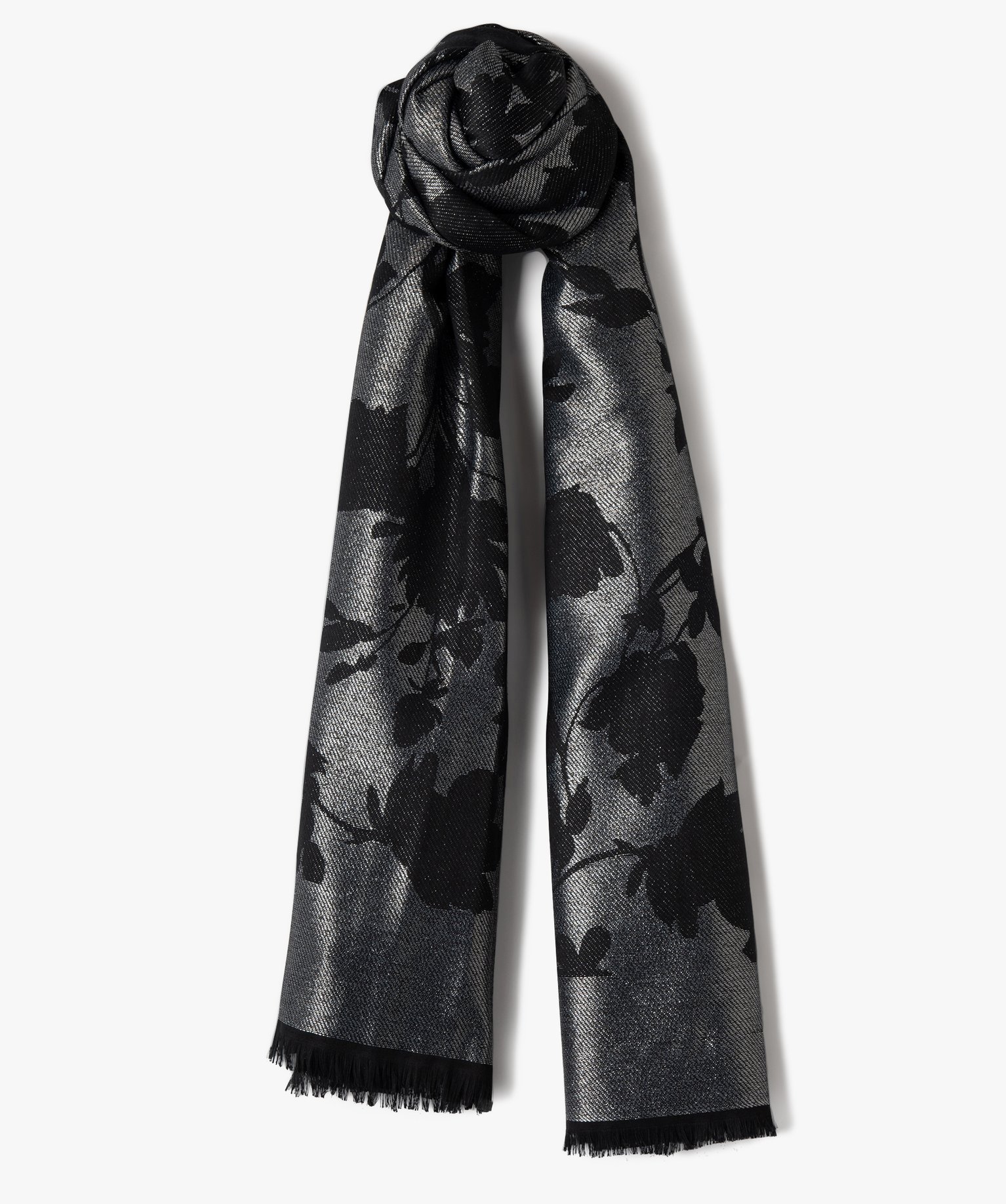 Foulard scintillant à motifs fleuris femme noir | GEMO