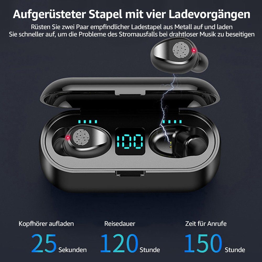 7Magic TWS In-Ear-Kopfhörer Bluetooth-Kopfhörer (Freisprechfunktion, Noise-Cancelling, Voice Assistant, Siri, Wireless, Touch Control Ohrhörer mit LED Anzeige, Wireless Earbuds)