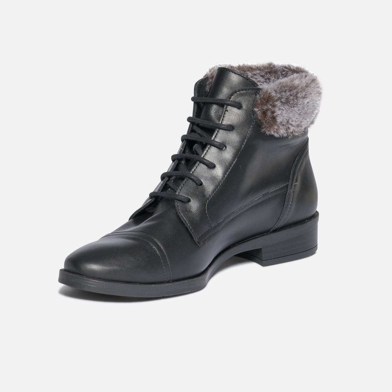 Bottine ERAM FLEX noire en cuir fourré