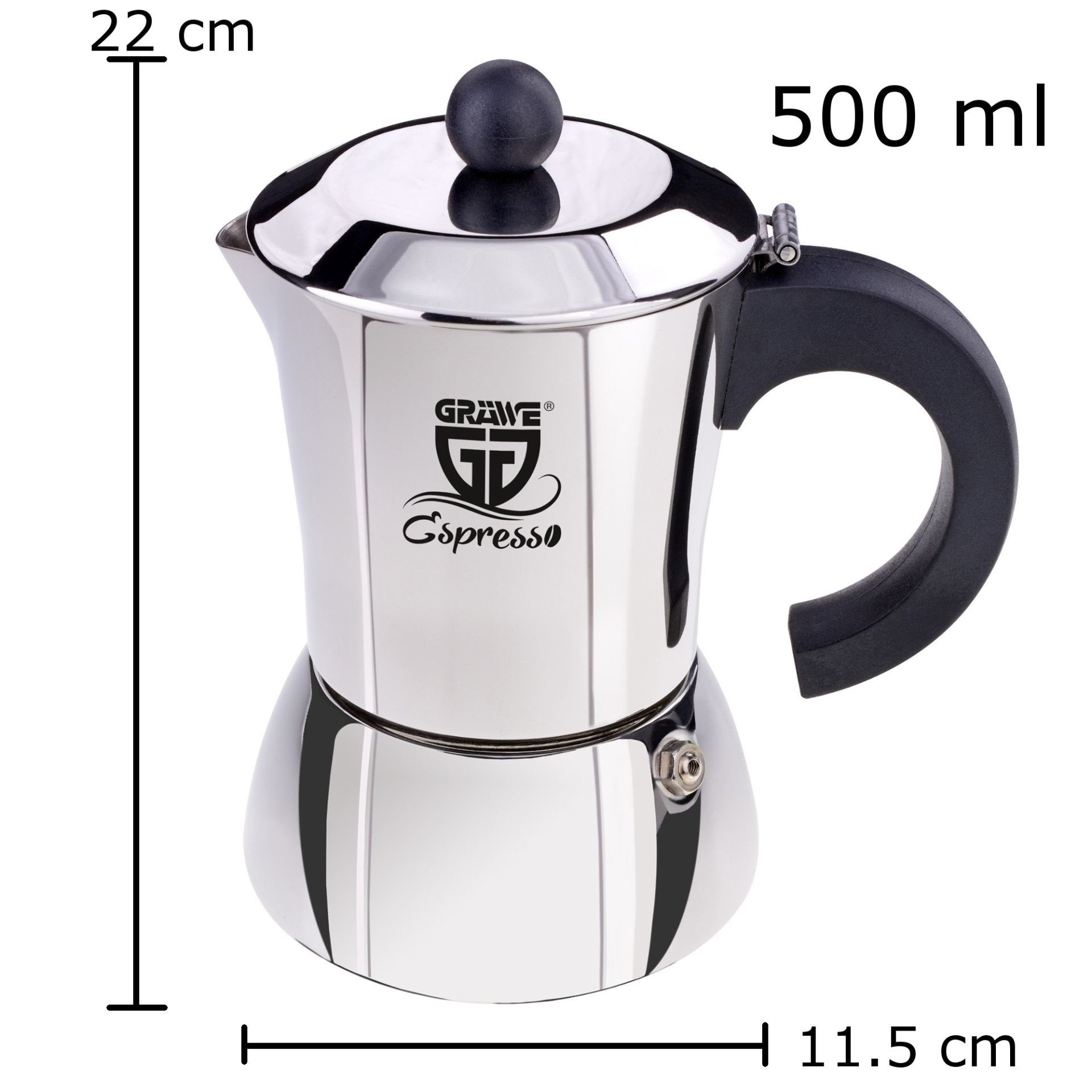 GRÄWE Espressokocher, Gräwe Edelstahl Espressokocher 10 Tassen