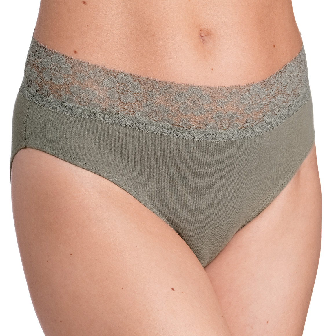 5 Damen Slips mit Spitzenbund