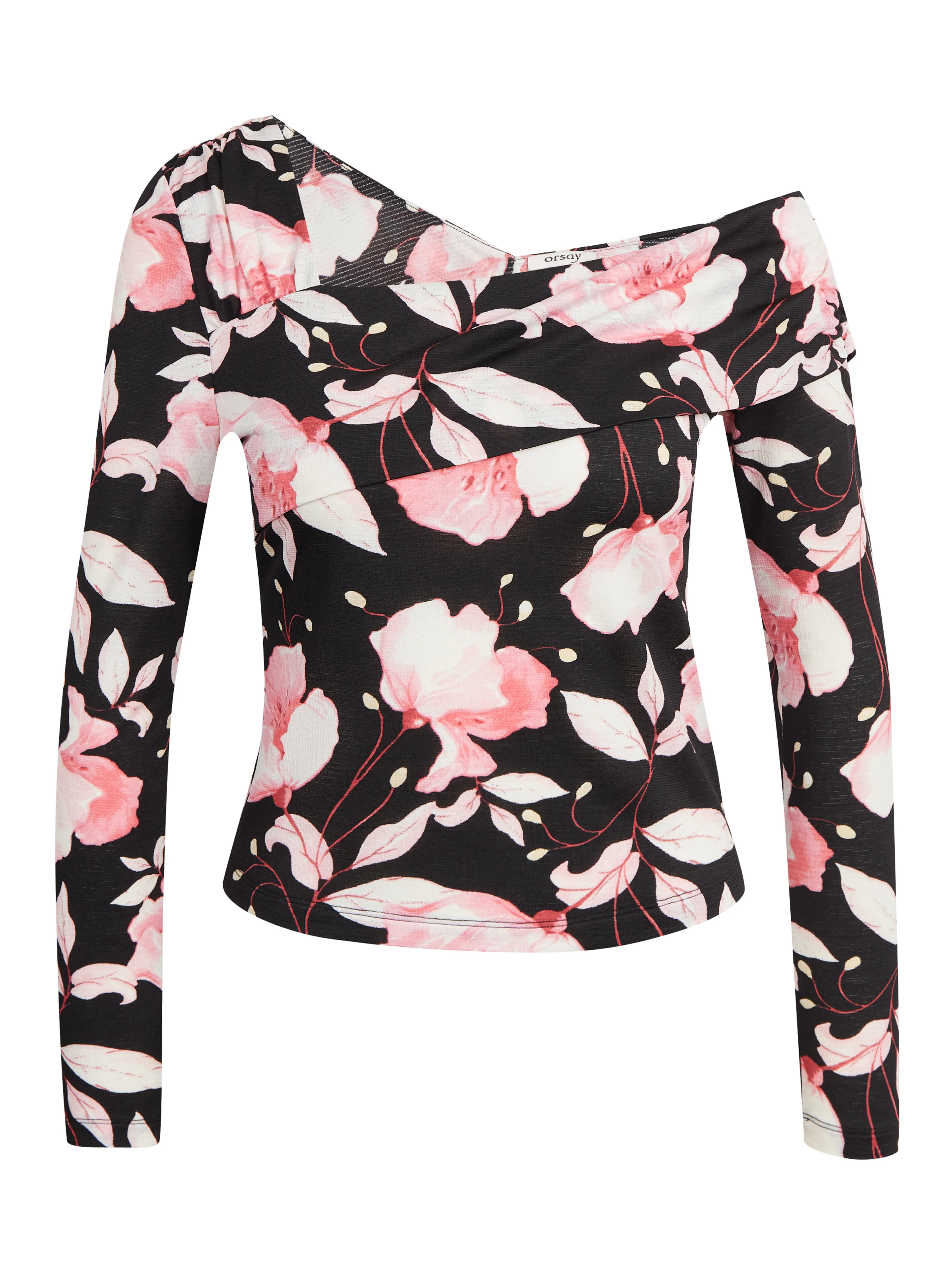 Rosa und schwarzes Damen-Blumen-Top ORSAY
