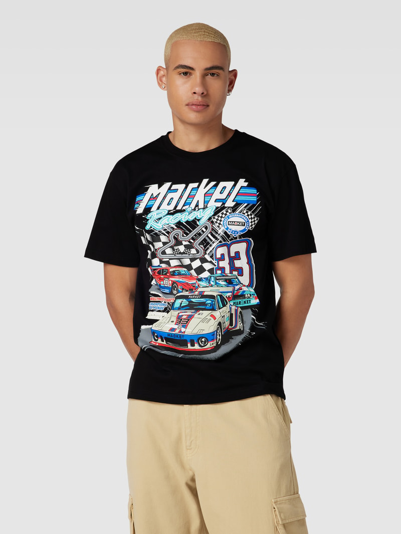 T-Shirt mit Logo-Motiv-Print in schwarz