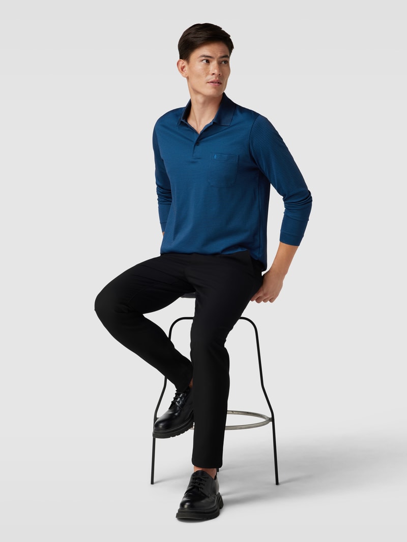 Poloshirt mit Streifenmuster in petrol