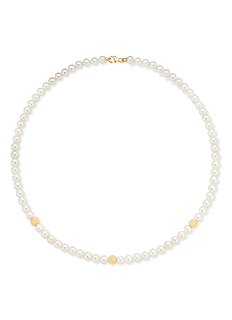 Diamond Point Yellow gold necklace white freshwater pearl Riviera