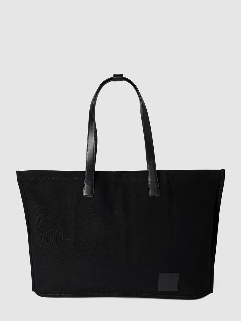 Shopper aus Baumwolle mit Label-Patch in schwarz