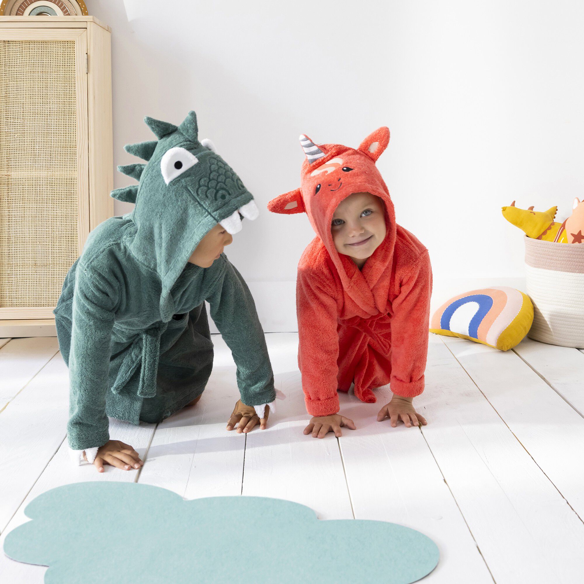 Peignoir de bain enfant licorne à capuche éponge coton