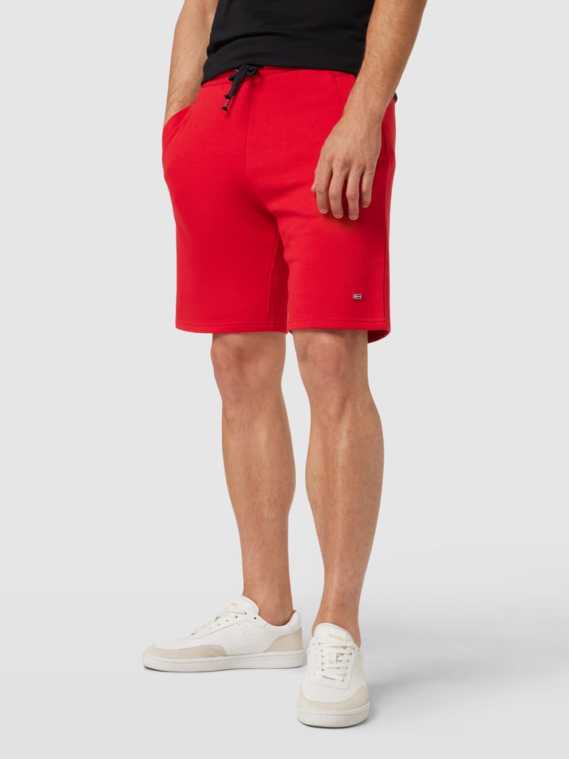 Sweatshorts aus Baumwolle mit Label-Detail in rot
