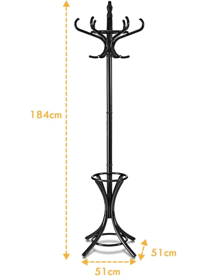 COSTWAY Garderobenständer in Schwarz günstig kaufen 185 cm