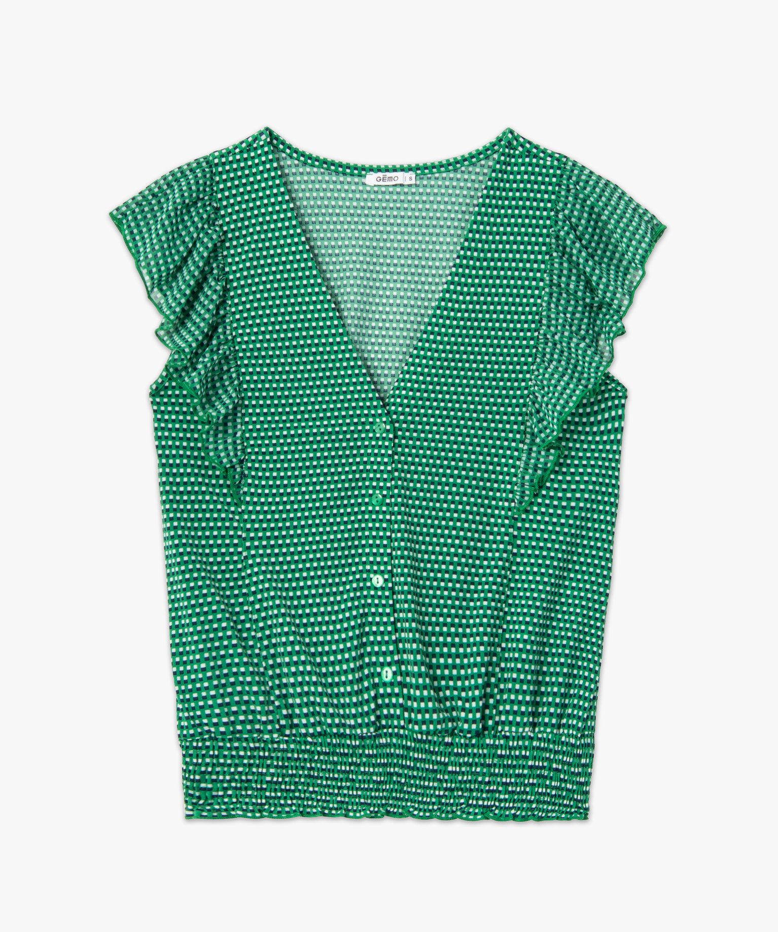 Tee-shirt femme à manches courtes avec volants sur les épa... imprime | GEMO