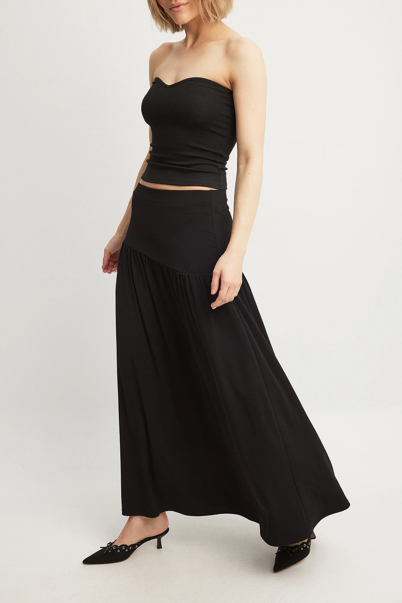 Flowy Dropped Waist Maxi Skirt
