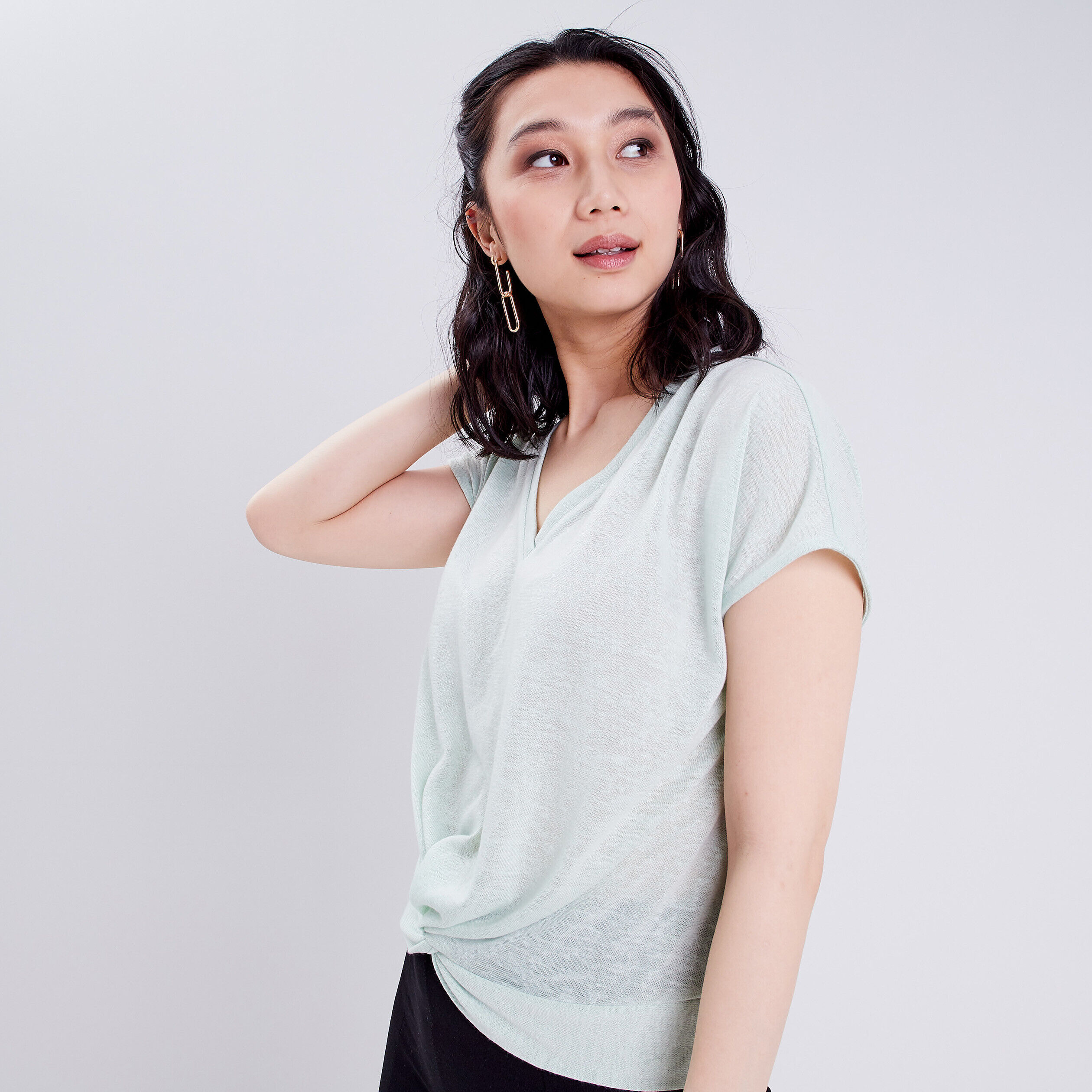 T-shirt manches courtes vert clair femme | Cache Cache