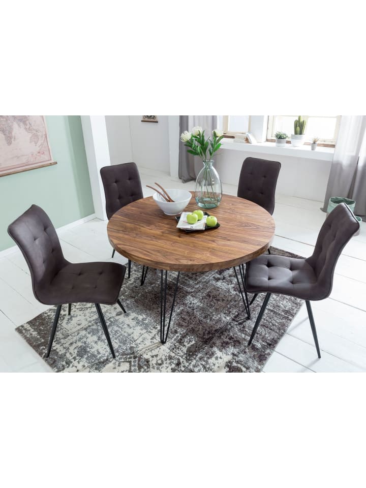 KADIMA DESIGN Design Esszimmertisch BAGLI rund Ø 120 x 78 cm Massiv-Holz günstig kaufen onesize