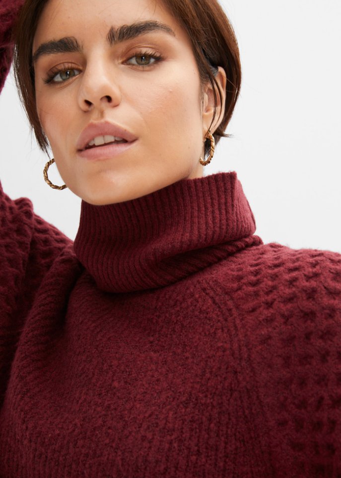 Grobstrick-Pullover mit Zopfmuster