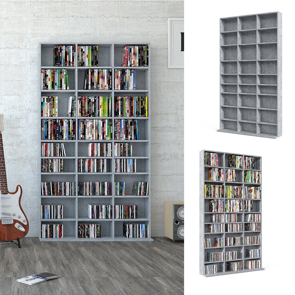 Vicco CD-Regal Wandregal CD DVD Regal Medienregal JUKEBOX Beton