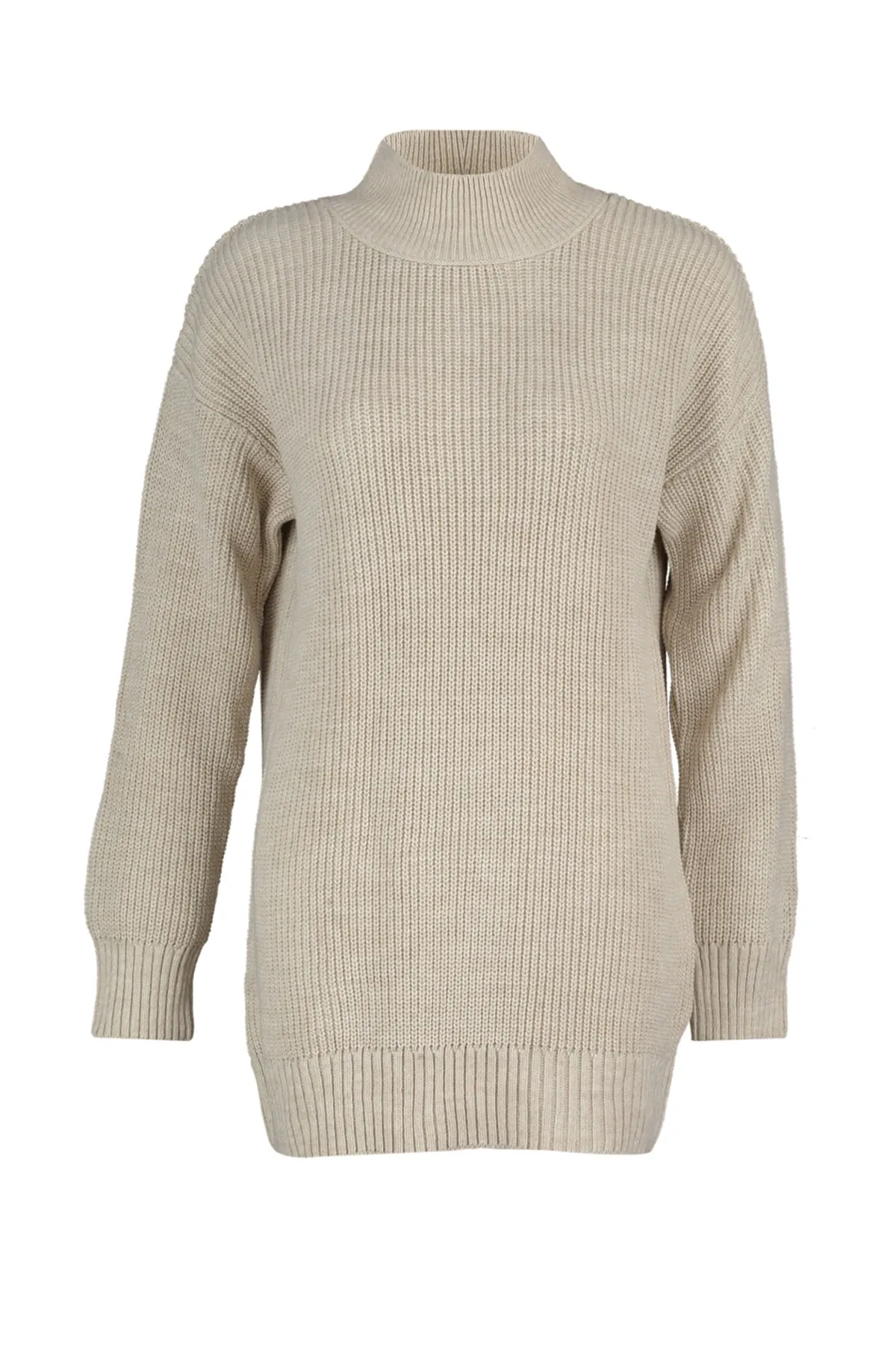 Trendyol Modest  Beigefarbener Rollkragen-Strickpullover TCTAW23KZ00048