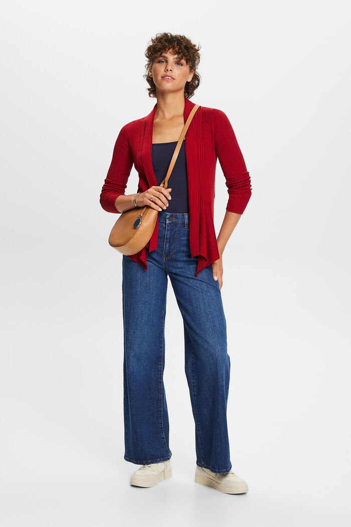 Gerippter Cardigan mit Zipfelsaum