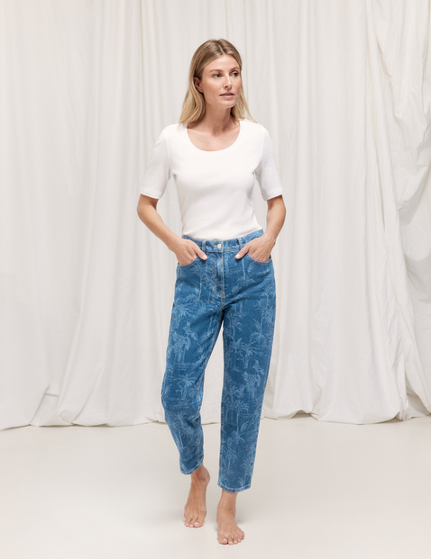 Jeans KEY꞉LA MOM FIT mit tropischem Muster