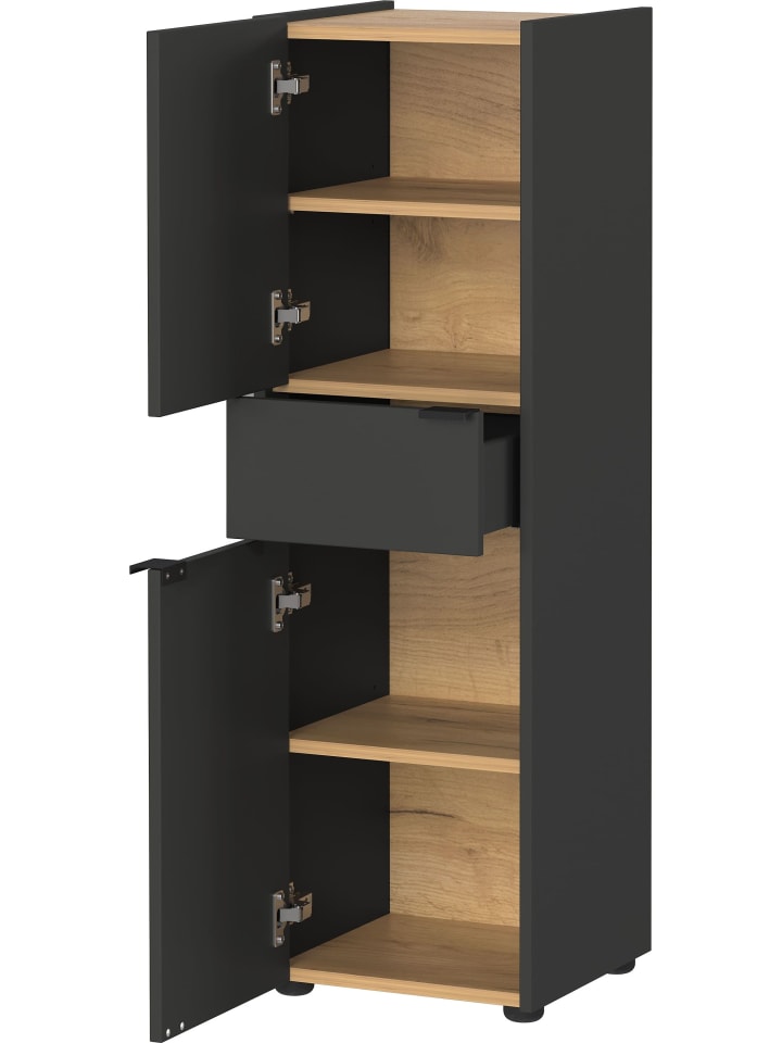 KADIMA DESIGN Schrank mit Schublade, 34x34x111 cm, leise Schließtechnik in Grau-Beige günstig kaufen onesize
