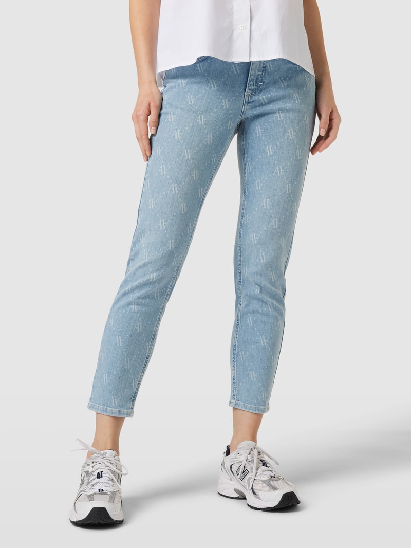 Jeans mit Allover-Print Modell 'ORNELLA' in hellblau