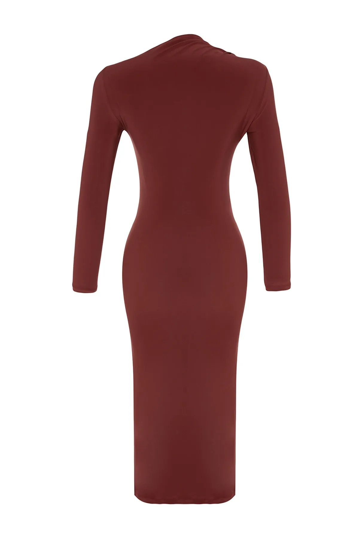 Trendyol Collection  Detailliert geschnittenes, dehnbares Midi-Strickkleid mit Fliesenausschnitt TWOAW24EL00142