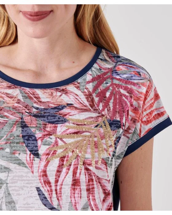 Tee shirt uni et imprimé à sequins