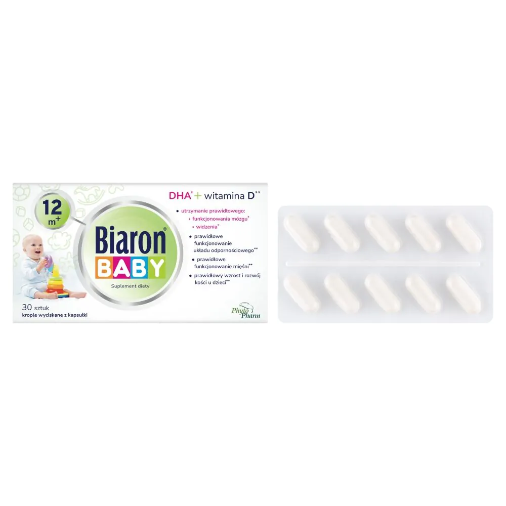 Biaron Baby, DHA + Βιταμίνη D για παιδιά από 12 μηνών, Σταγόνες που στύβονται από κάψουλα