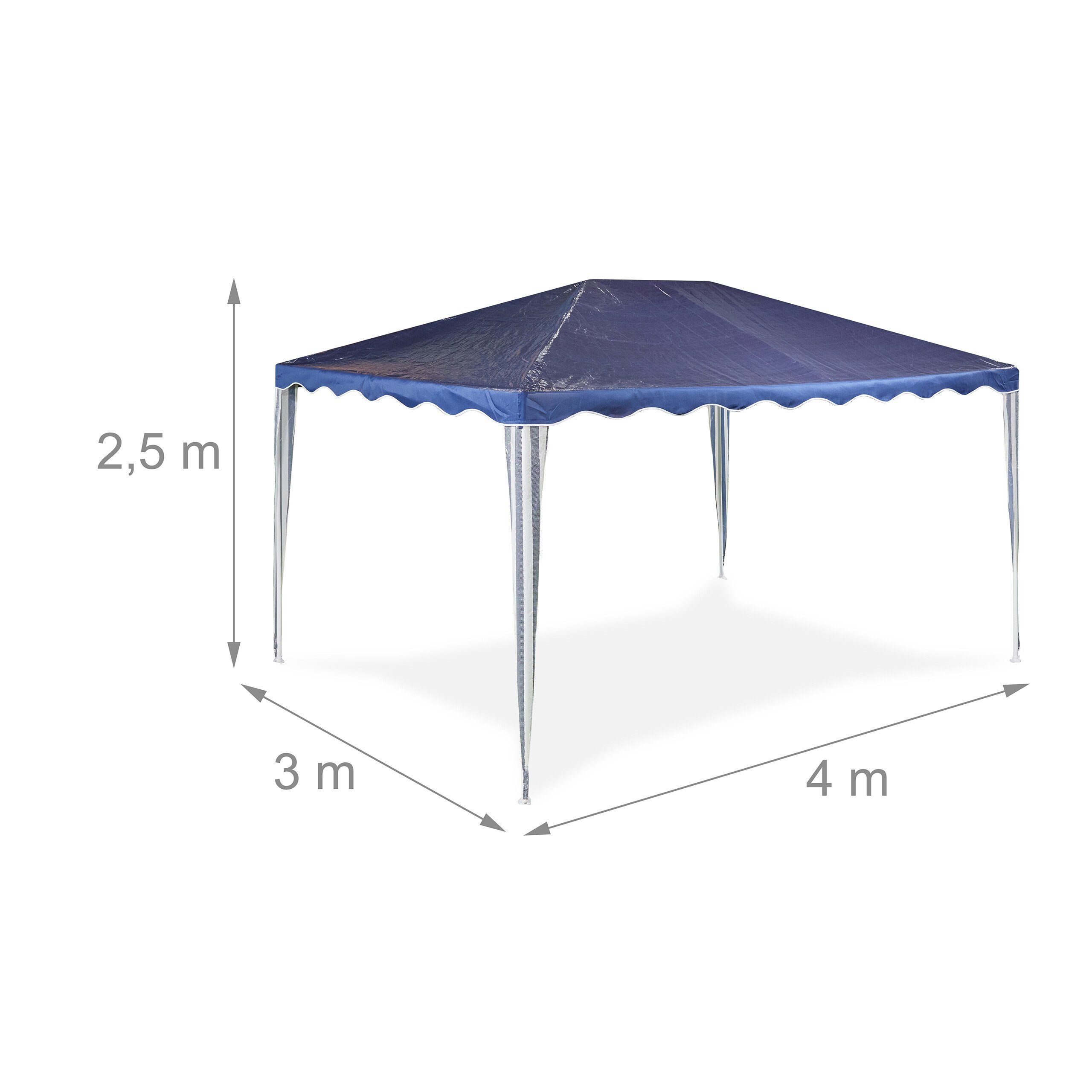 relaxdays Pavillon Dunkelblauer Pavillon 3x4 m