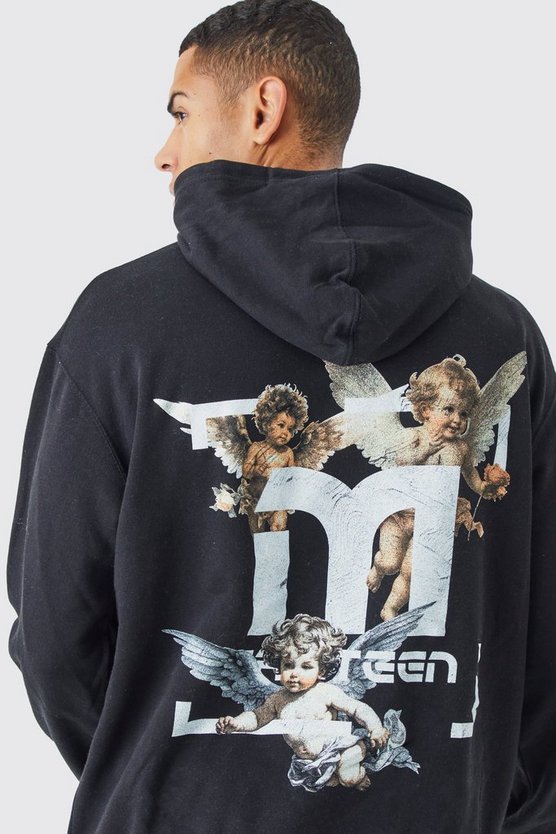 Oversize Hoodie mit Engel-Print