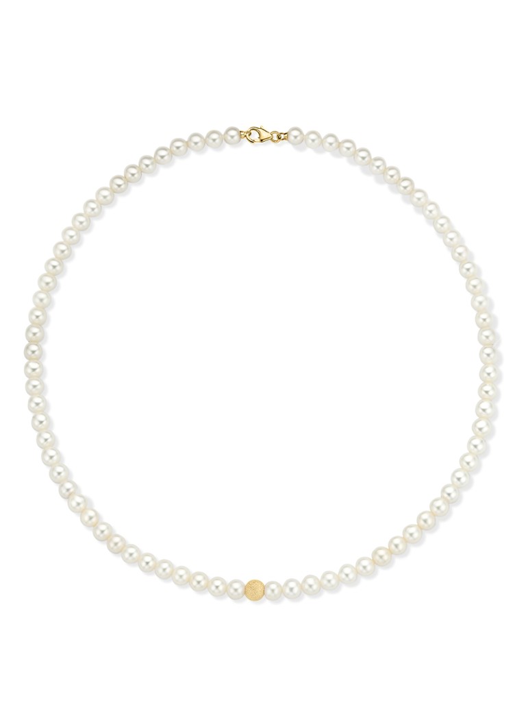 Diamond Point Yellow gold necklace white freshwater pearl Riviera