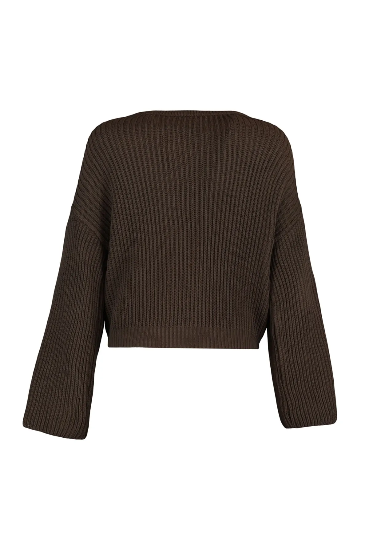 Trendyol Collection  Brauner kurzer Strickpullover mit spanischen Ärmeln TWOAW20KZ0743