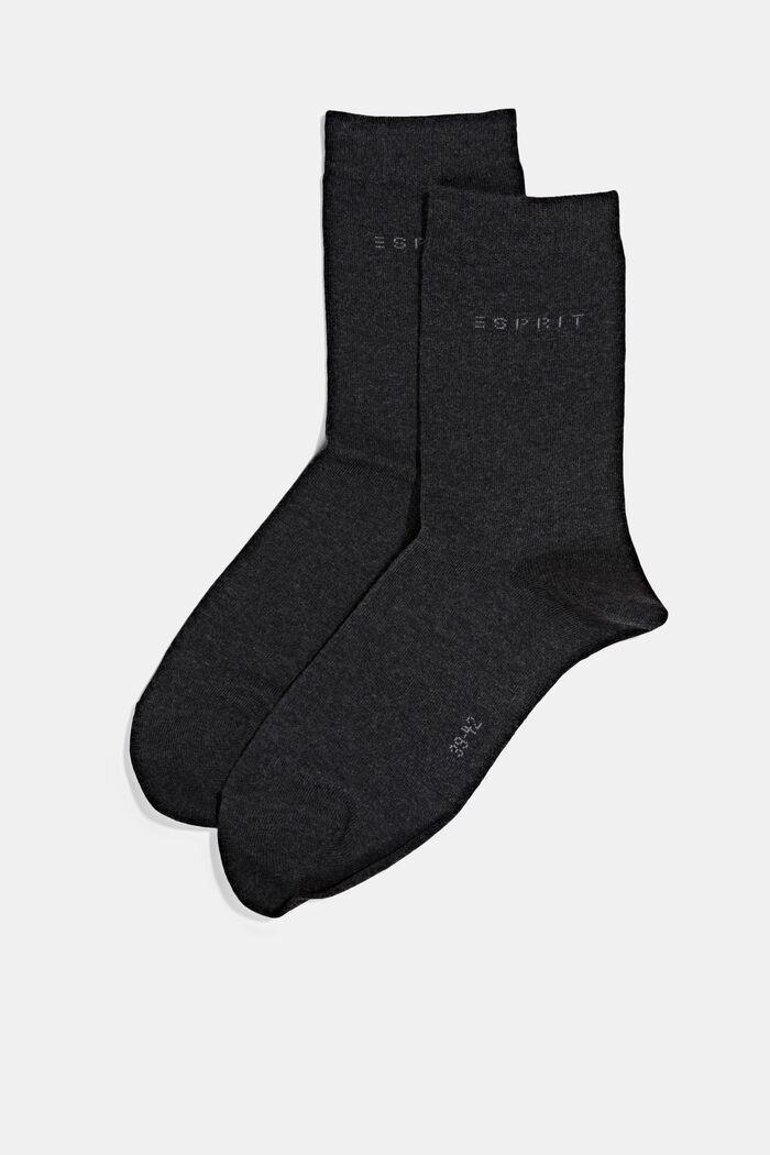 Socken im Doppelpack mit eingestricktem Logo, Bio-Baumwolle