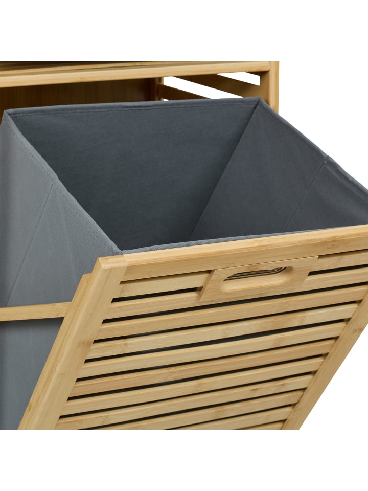 relaxdays Wäschekorb in Natur/ Grau - (B)40 x (H)120 x (T)33 cm günstig kaufen onesize