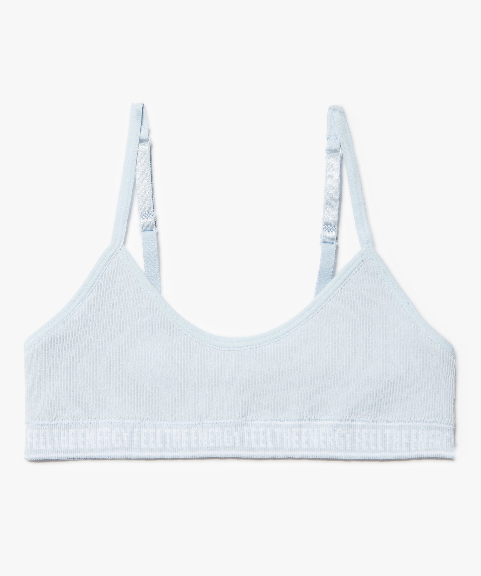 Brassière fille en maille ctelée à fines bretelles bleu | GEMO