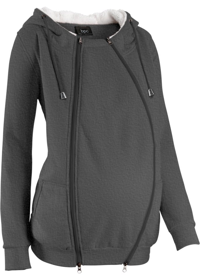 Umstands-Sweatjacke mit Baby-Einsatz und flauschiger Innenseite