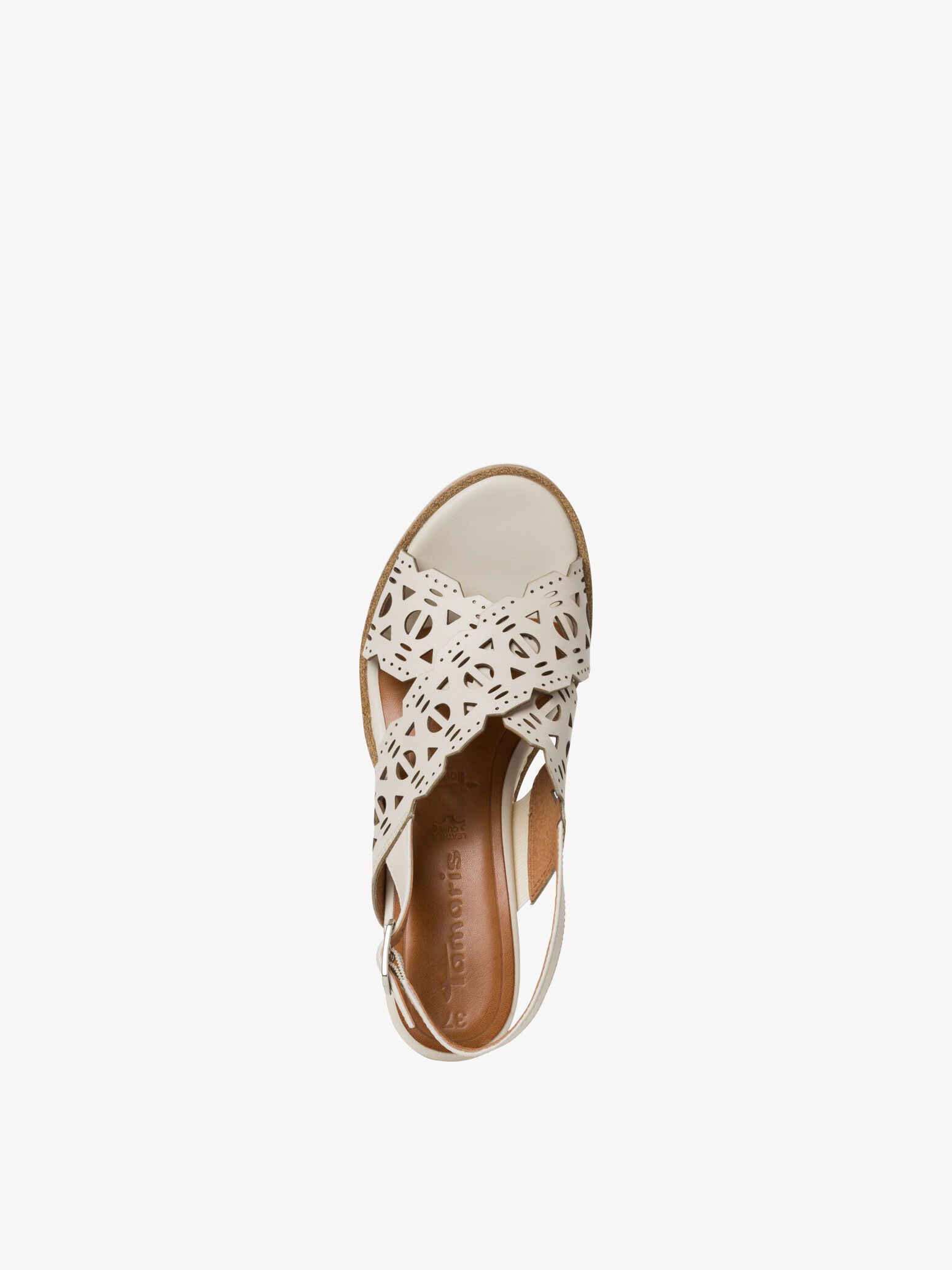 Sandale à talon en cuir - beige