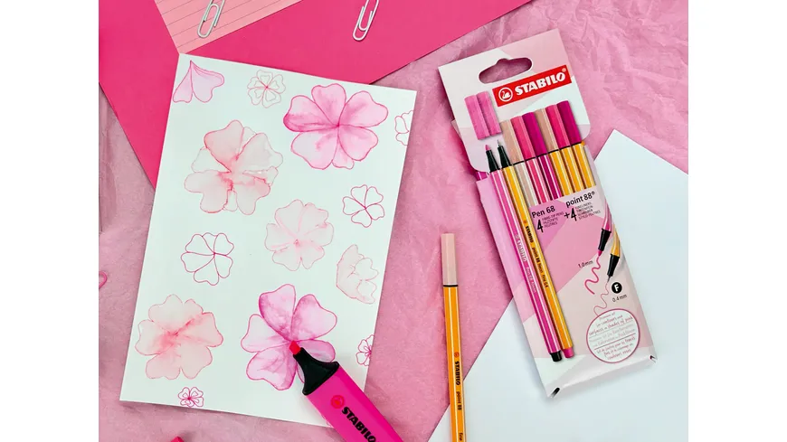 STABILO point 88 Fasermaler+ point 68 Fineliner Shades of Pink 8er Pack