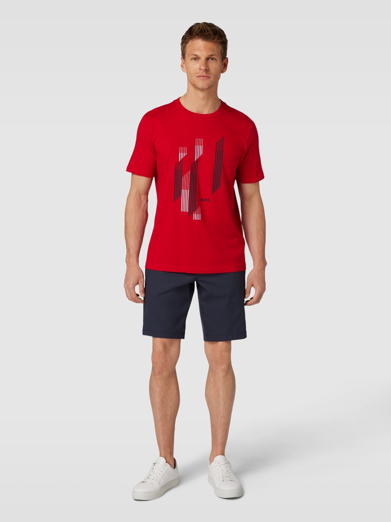 T-Shirt aus Baumwolle mit Label-Detail in rot
